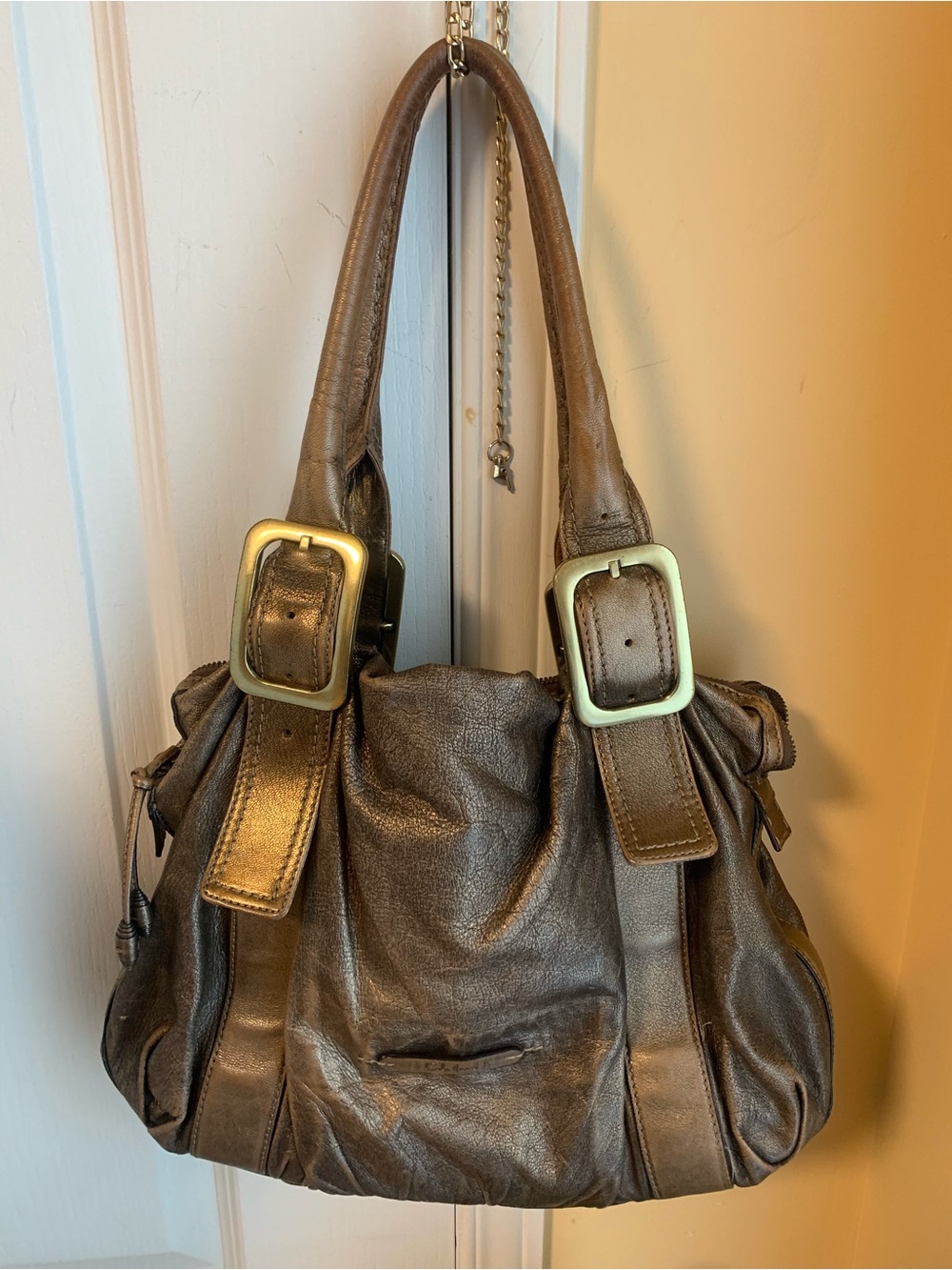 Cole Haan vintage Bronze Leather hobo Shoulder Bag